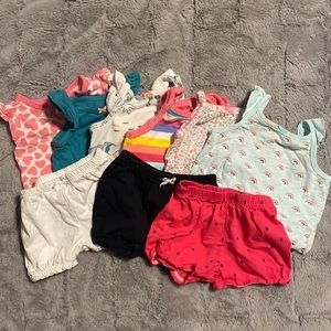 6 mo Sleeveless Onesies and Shorts